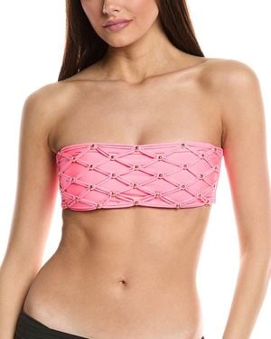 PQ Swim Beaded Brynn Bandeau Bikini Top - Pink