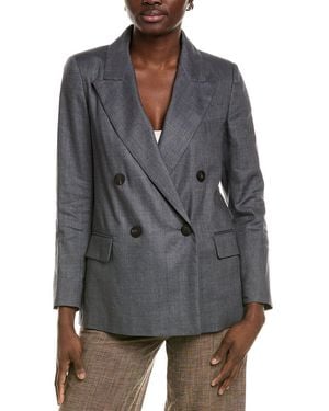 Peserico Linen & Wool-Blend Blazer - Gray