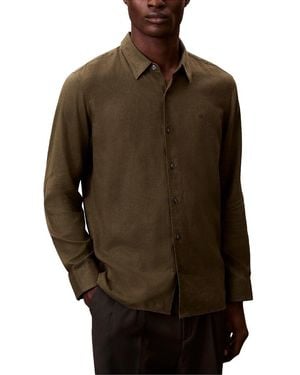 Calvin Klein Classic Linen-Blend Shirt - Brown