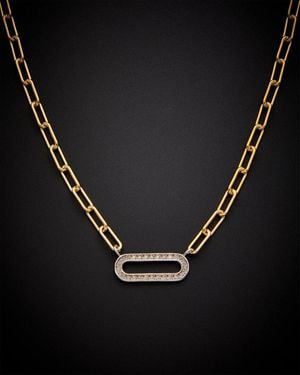 Italian Gold Over Silver 0.15 Ct. Tw. Diamond Necklace - Black