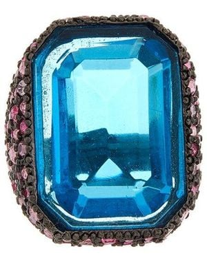 Kenneth Jay Lane 22K Plated Cocktail Ring - Blue