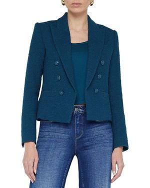 L'Agence Brooke Double-Breasted Crop Blazer - Blue