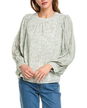 Vince Camuto Smocked Shoulder Top - Grey