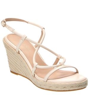 Stuart Weitzman Nilla Espadrille Leather Wedge Sandal - White