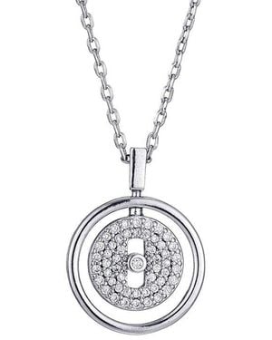 Adornia Plated Cz Dancing Stone Disc Pendant Necklace - White