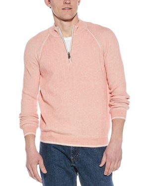RAFFI English Rib 1/4-Zip Mock Neck Jumper - Pink