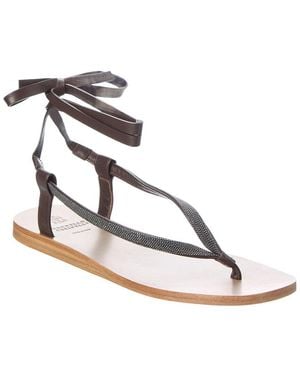 Brunello Cucinelli Leather Sandal - Metallic