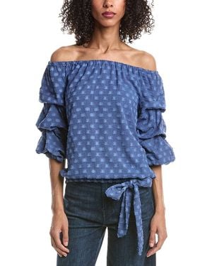 Vince Camuto Off The Shoulder Bubble Sleeve Top - Blue
