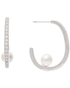 Rivka Friedman Rhodium Plated Cz Earrings - White