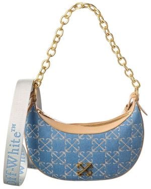 Off-White c/o Virgil Abloh Hemisphere Denim & Leather Shoulder Bag - Blue