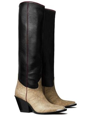Tory Burch Leather Western Tall Boot - Black
