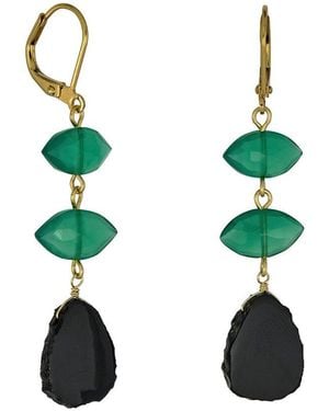 Rachel Reinhardt Jewelry And Onyx Linear Earrings - Green