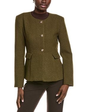 Endless Rose Round Neck Wool-Blend Blazer - Green