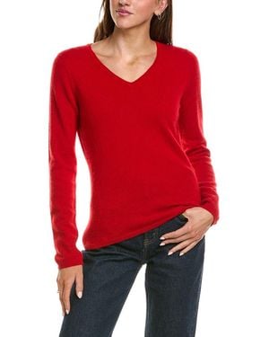 InCashmere Basic V-Neck 100% Cashmere Sweater - Red