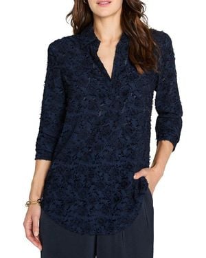 NIC+ZOE Any Occasion Clipped Jacquard Top - Blue