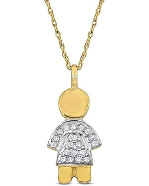 Rina Limor 14k 0.10 Ct. Tw. Diamond Girl Pendant Necklace - Metallic