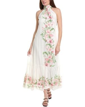 Taylor Halter Linen-Blend Midi Dress - White