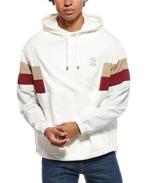 Brunello Cucinelli Mixed Media Hoodie - White