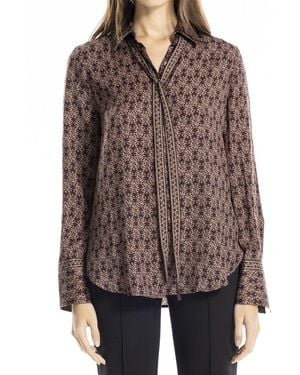 Max Studio Button Front Blouse - Brown
