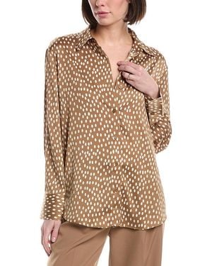 Kenneth Cole Oversized Button Front Shirt - Brown