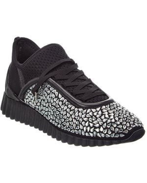 Ferragamo Mes Strass Leather-Trim Trainer - Black
