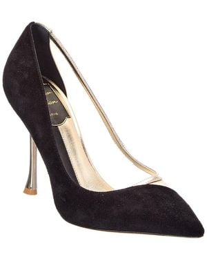 Roger Vivier Suede & Mesh Pump - Black