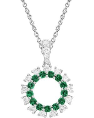 Diamond Select Cuts 14K 0.48 Ct. Tw. Diamond & Emerald Necklace - Green