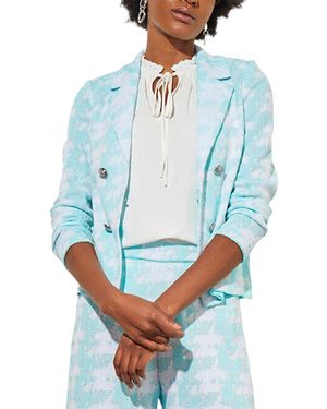Ming Wang Lapel Collar Knit Jacket - Blue