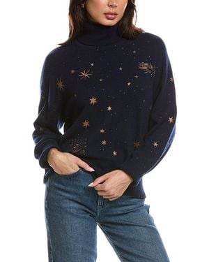 Brodie Cashmere Celestial Mock Neck Jumper - Blue
