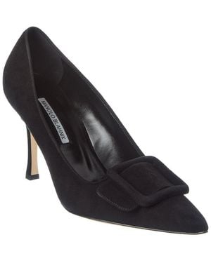 Manolo Blahnik Maysale 90 Suede Pump - Black