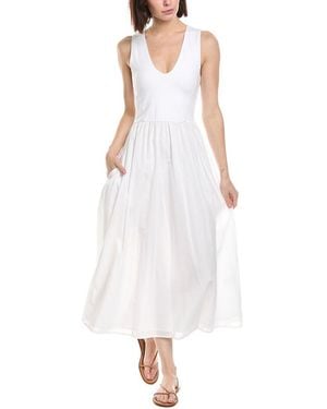 ATM Mixed Media Midi Dress - White