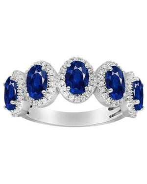 Brilliant Bloom 14K 0.33 Ct. Tw. Lab-Grown Diamond & Emerald Ring - Blue