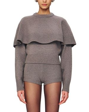 Ronny Kobo Evian Wool-Blend Knit Top - Gray