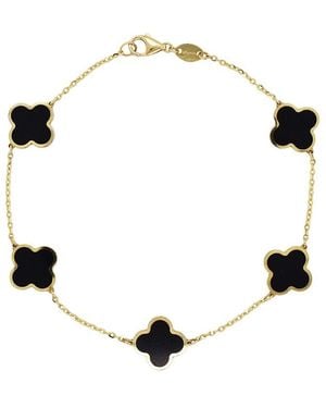 Italian Gold 14k Onyx Chain Bracelet - Multicolour