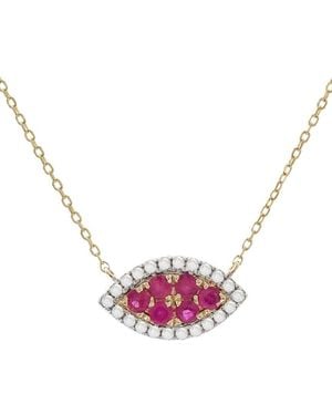 Diamond Select Cuts 0.32 Ct. Tw. Diamond & Ruby 14K Necklace - Pink