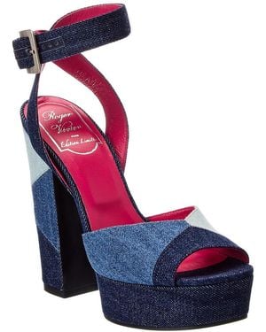 Roger Vivier Denim Platform Sandal - Blue