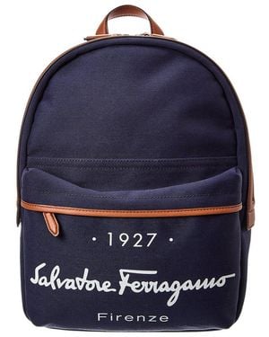 Ferragamo Canvas & Leather Backpack - Blue