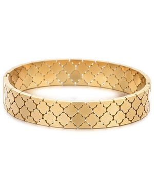 Adornia 18K Plated Stainless Steel Tarnish-Resistant Clover Bangle Bracelet - Metallic