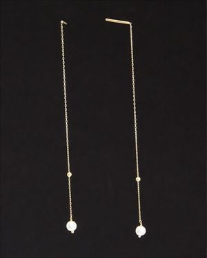 Italian Gold 14k Threader Earrings - Black