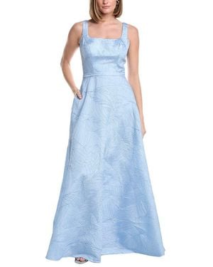 Rene Ruiz Swoop Neck A-Line Gown - Blue