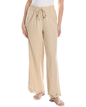 Ellen Tracy Pull On Wide Leg Linen-Blend Pant - Natural