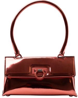 Ferragamo Leather Shoulder Bag - Red