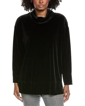Jones New York Velour Cowl Neck Top - Black