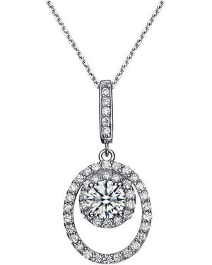 Genevive Jewelry Silver Cz Pendant - White