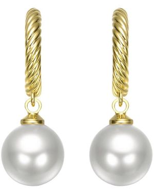 Rachel Glauber 14K Pearl Dangle Earrings - Metallic