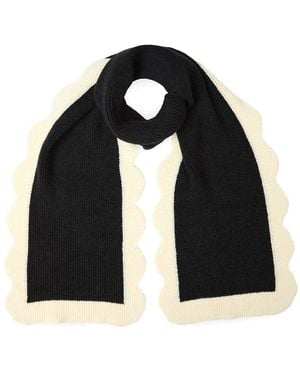 Saachi Scallop Trim Knit Scarf - Black