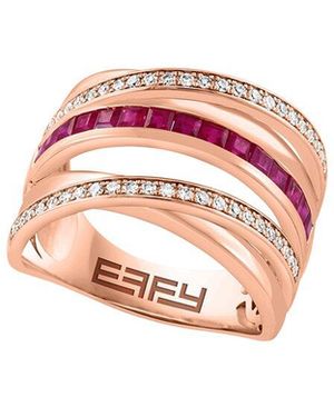 Effy Fine Jewelry 14K Rose 1.08 Ct. Tw. Diamond & Ruby Ring - Pink