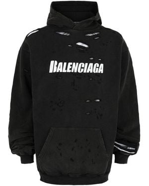 Balenciaga Destroyed Bilayer Hoodie - Black