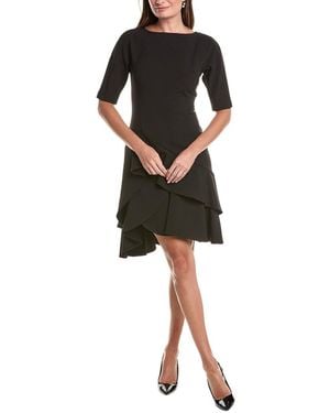 Teri Jon Stretch Crepe Double Ruffle Cocktail Dress - Black