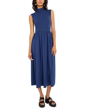 Misook Mixed Media Fit-And-Flare Midi Dress - Blue